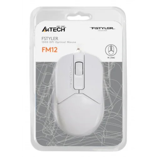 Мышь A4Tech Fstyler FM12S белый оптическая (1200dpi) silent USB (3but)